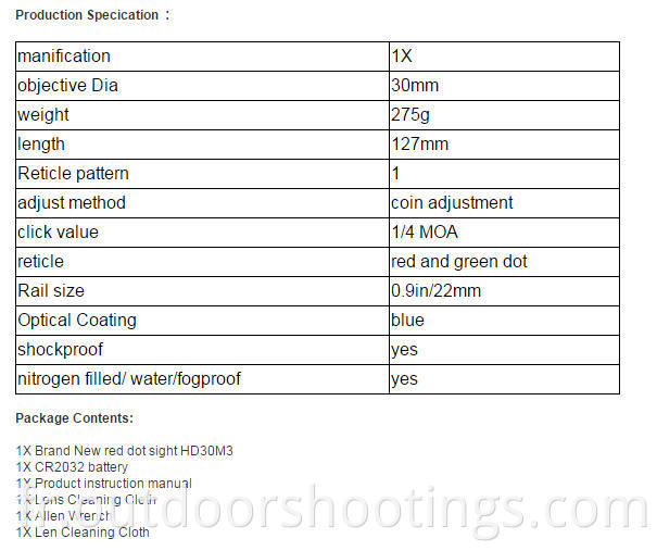 Picatinny Mount Red Dot for Hunting